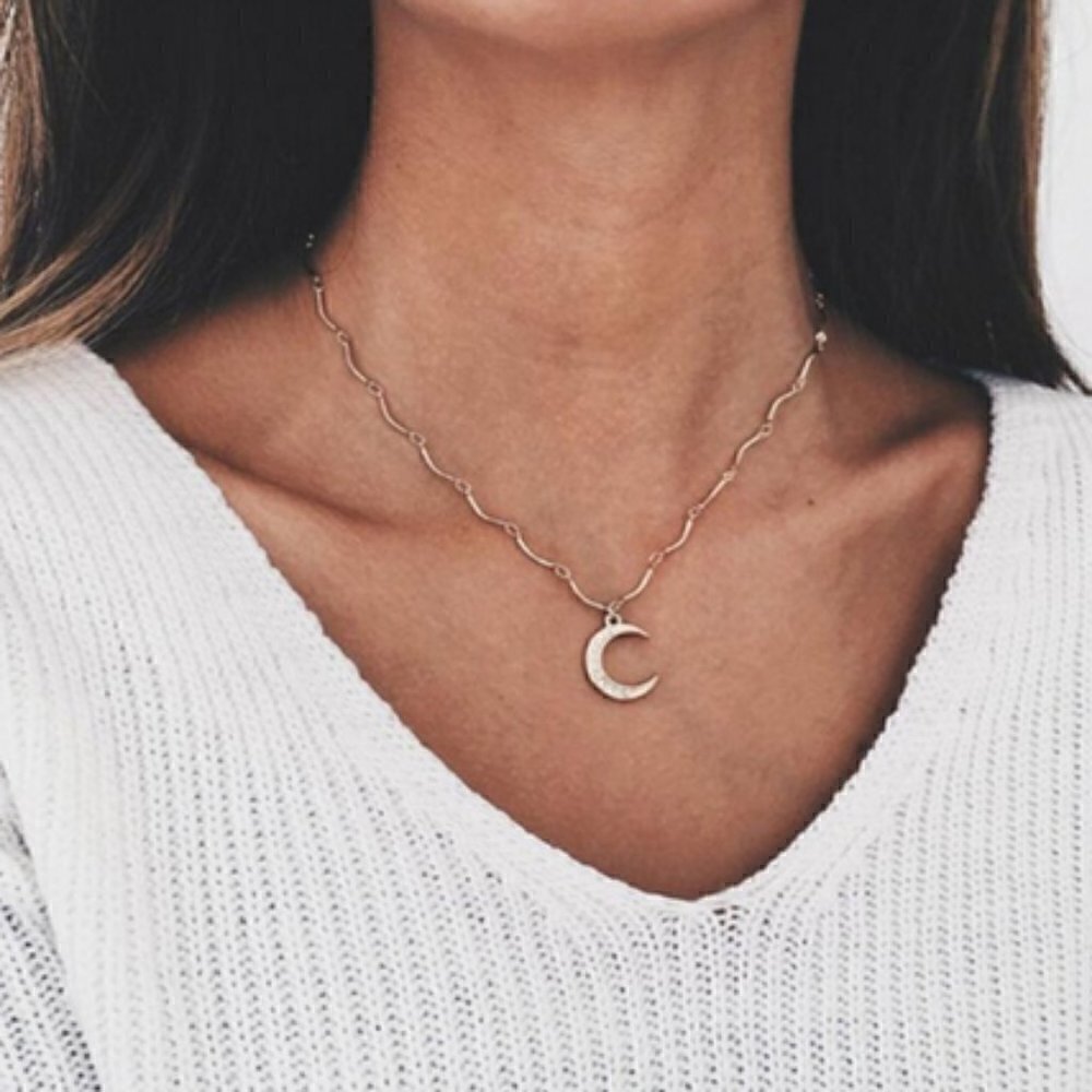 Boho crystal moon necklace jewelry